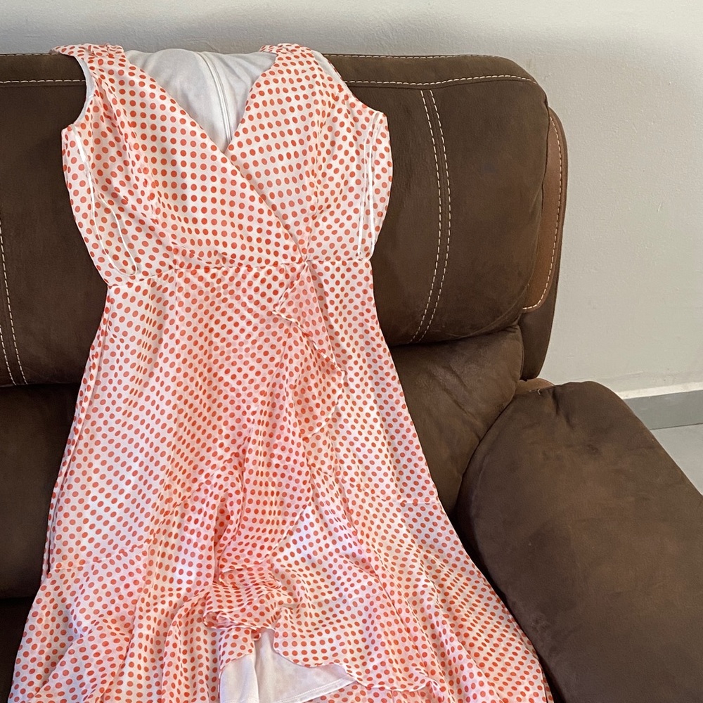 Maison Tara Orange Polka Dot Dress